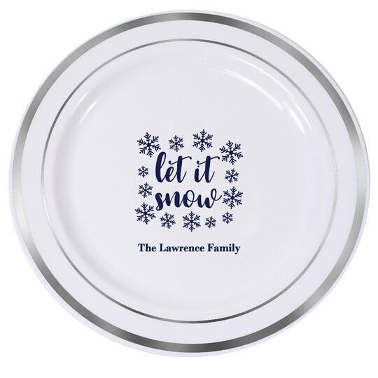 Let It Snow Premium Banded Plastic Plates